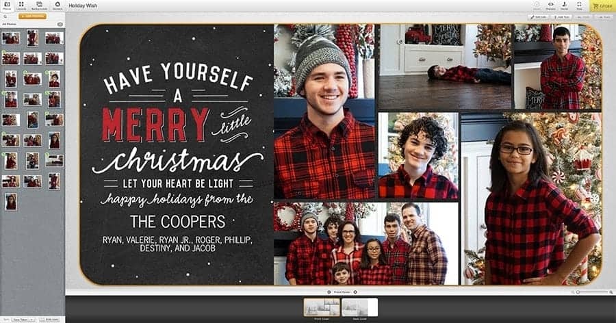 Mixbook's Christmas card editor