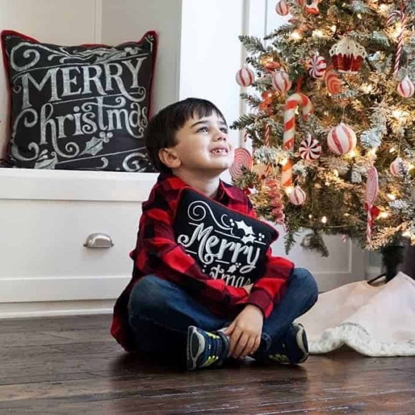 My cute little boy posing for his Christmas photo