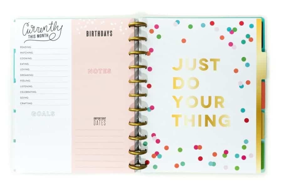 The Happy Planner opened to a month labeled Just Do Your Thing