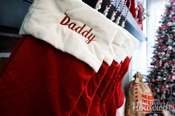 christmas stockings handing on the mantel in the livingroom