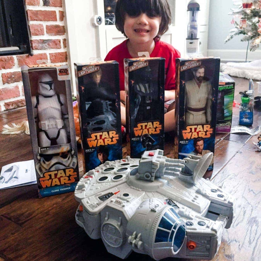 Jacob With Star Wars Toys For Christmas