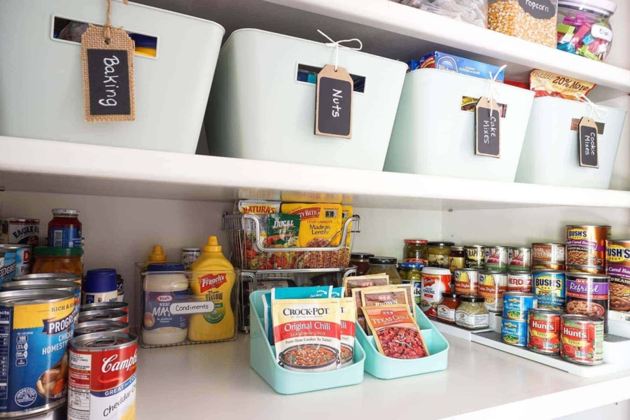 Clean and Organized Pantry Shelves