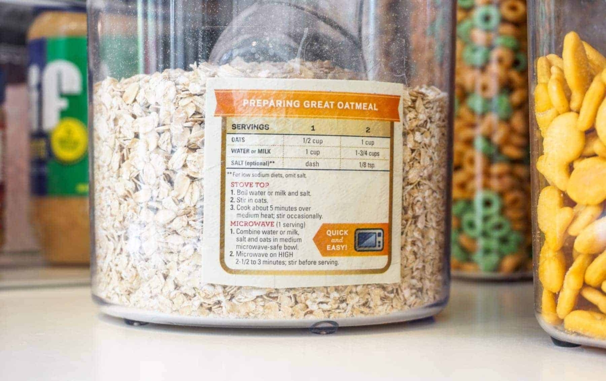 Tape Cooking Instructions To Back Of Pantry Storage Containers