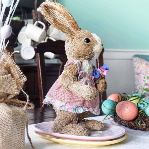 Cute Bunny in Pink Dress Easter Decor