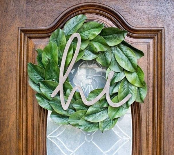 Decorate a Front Door on a Budget With a Beautiful Do-It-Yourself Magnolia Wreath