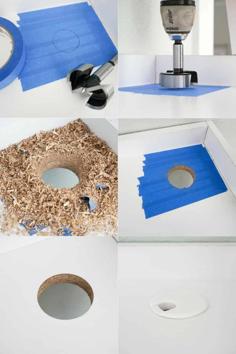 Drilling Hole For Cord Passthrough For Homeschool Desk