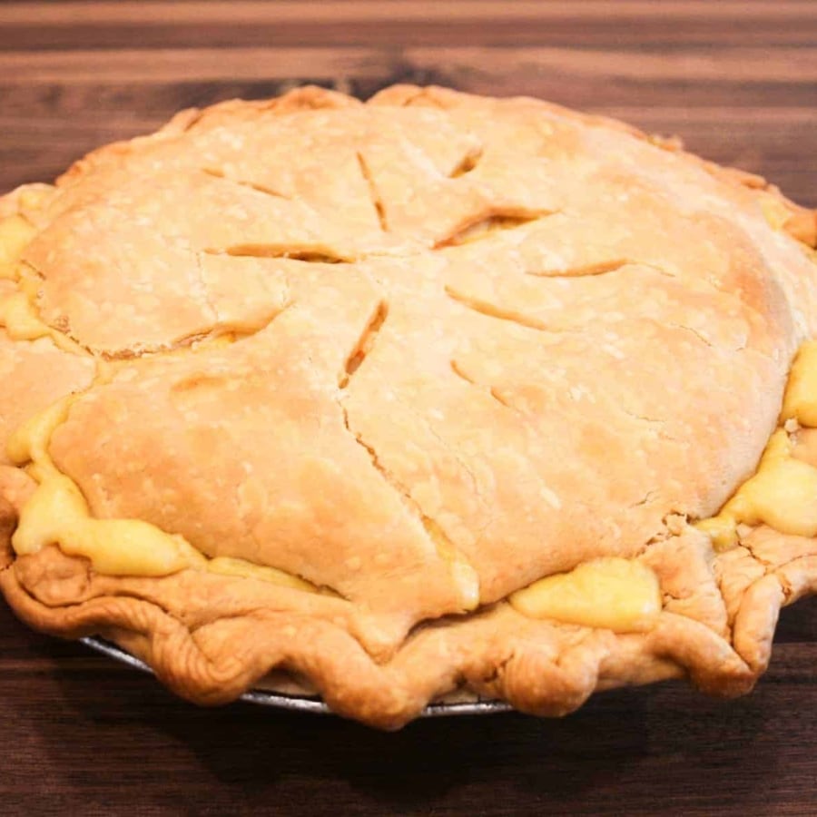 Chicken pot pie fresh out of the oven.