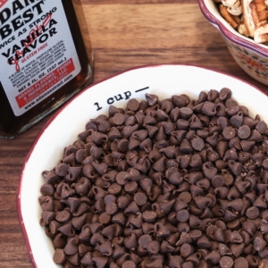 Chocolate morsels in a bowl