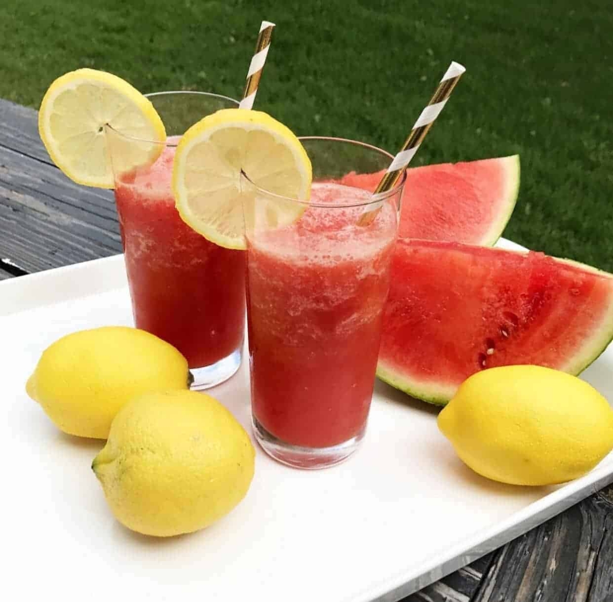 Cool off on a hot summer day with this watermelon lemonade slush