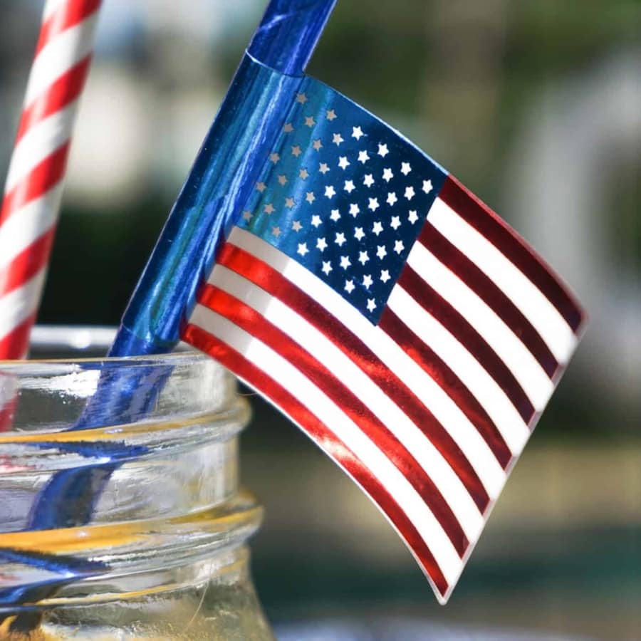 4th of July party decorations in a jar