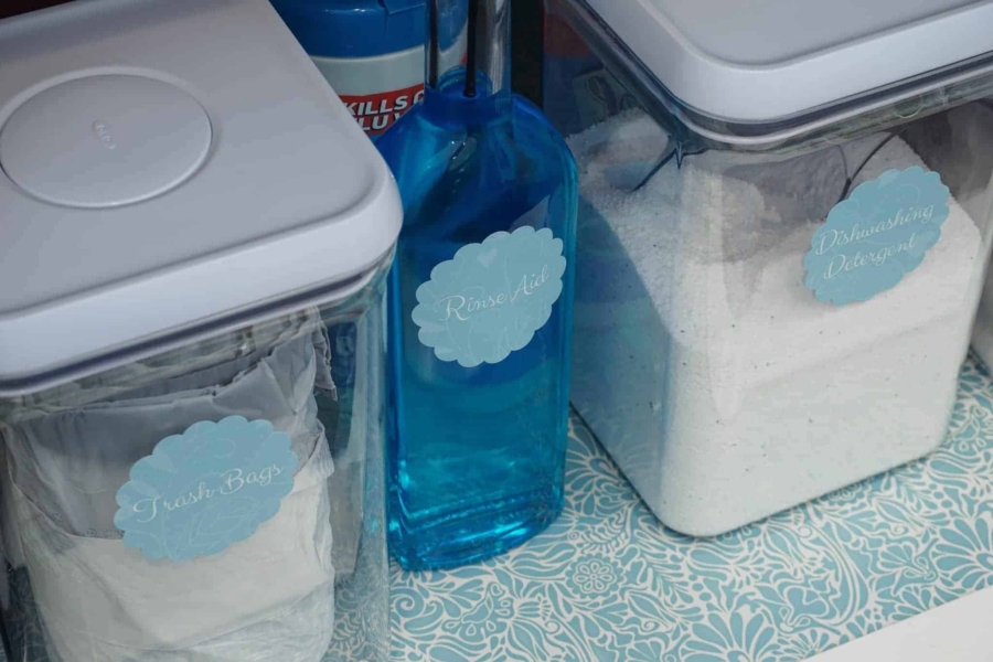 How to organize under the kitchen sink.