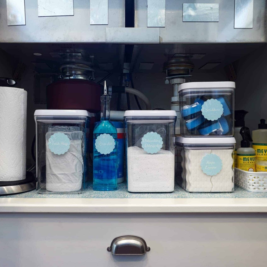 How to organize under the sink.