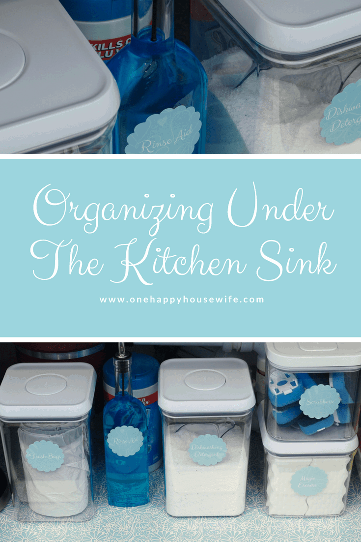 Organizing under the kitchen sink.