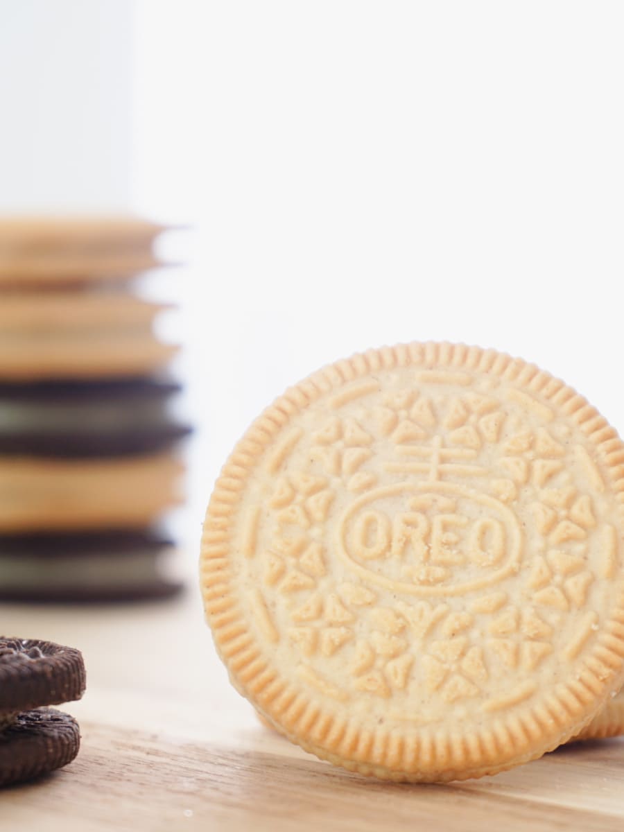 Stack of regular and golden oreos