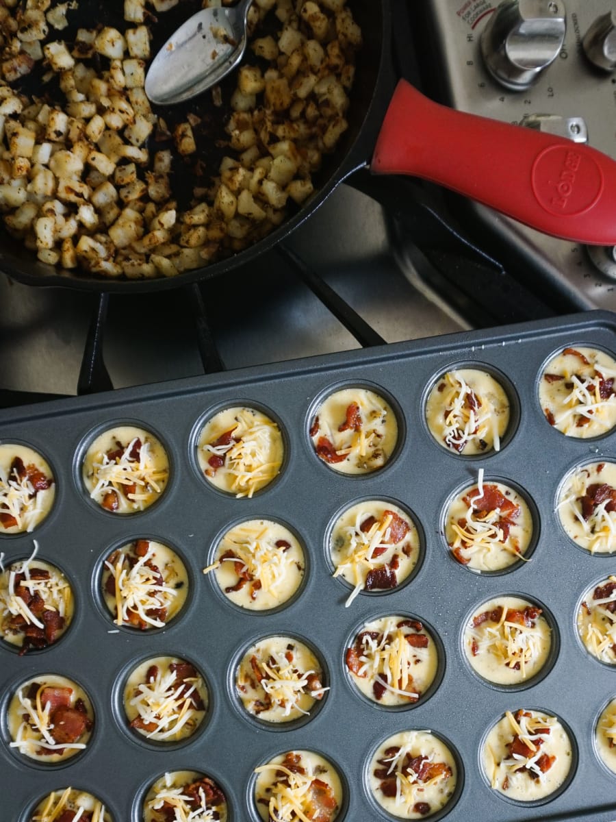 Frittata Poppers ready for the oven.