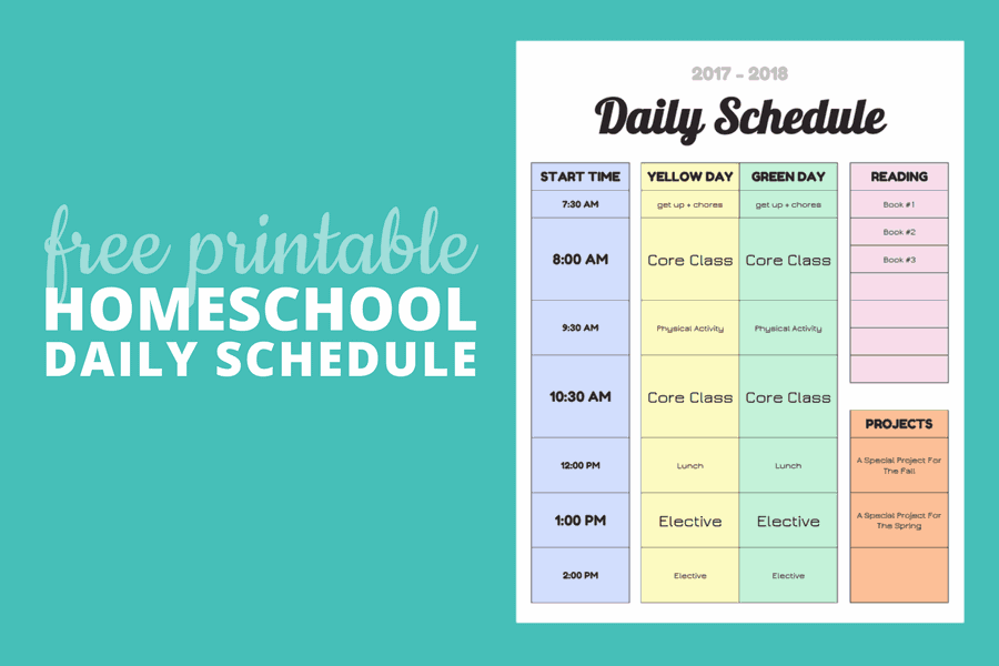Homeschool Daily Schedule Printable