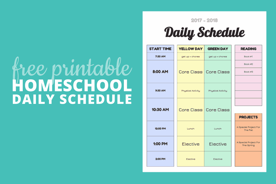 Homeschool Daily Schedule Printable - One Happy Housewife