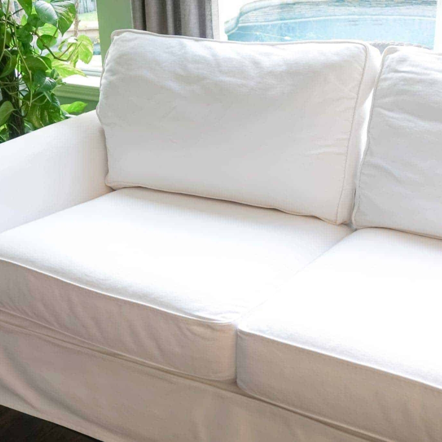 Pottery Barn Slipcovered Sofa After Bleaching