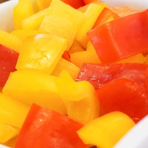 Colorful bell peppers for Hawaiian Pineapple Chicken made in the Instant Pot.