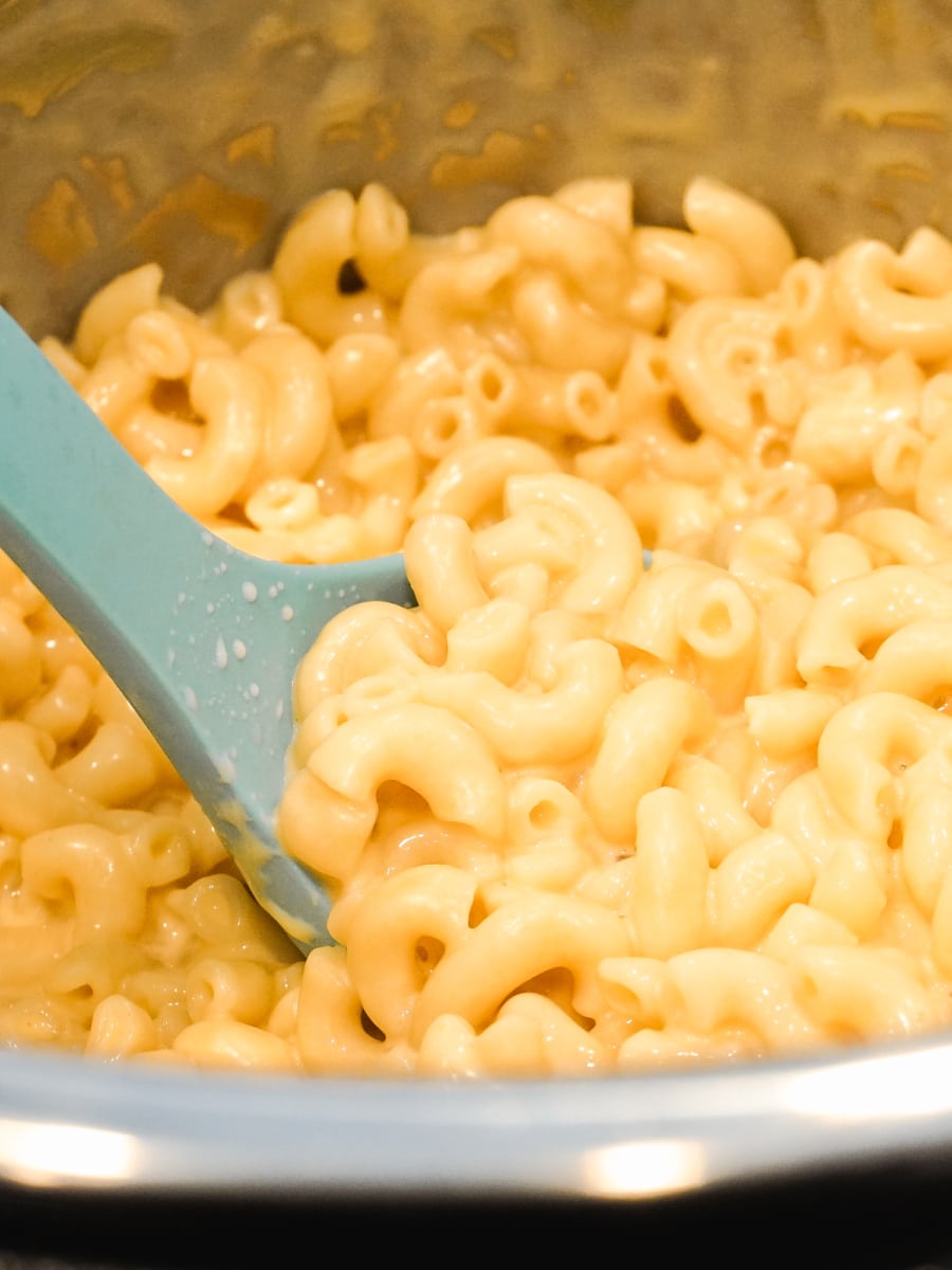 an instant filled with hot and fresh mac and cheese