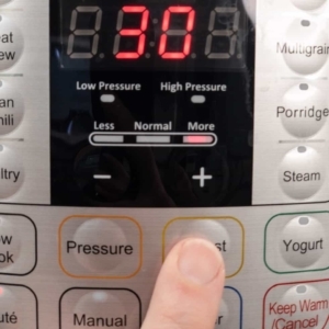 using the adjust button on the instant pot to change the heat level