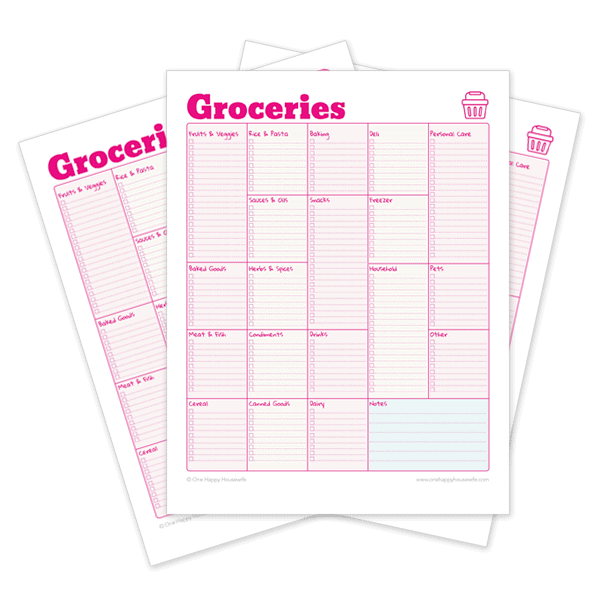 grocery list printable