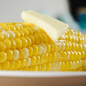 corn on the cob with a piece of soft butter