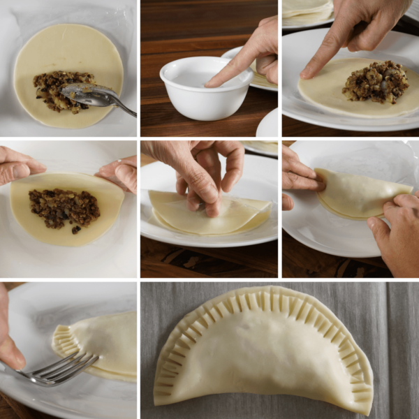 The steps to making beef and potato empanadas