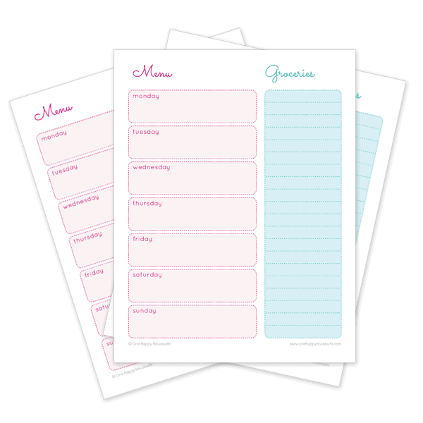 weekly menu grocery list printable