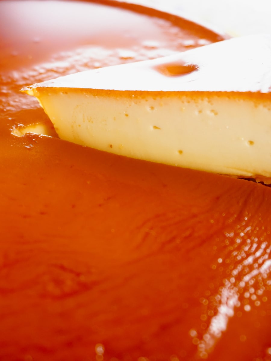 a slice of flan