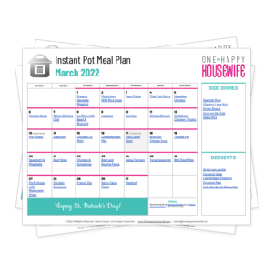 instant pot meal plan march