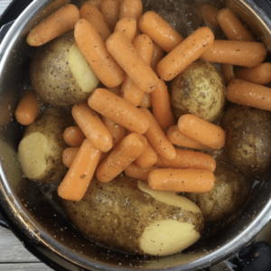 roast, potatoes, and carrots in the instant pot