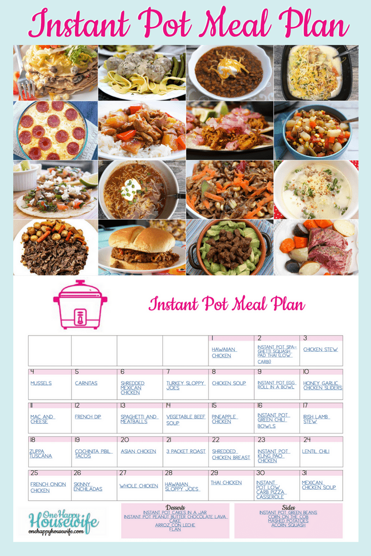Instant Pot Meal Plan One Happy Housewife