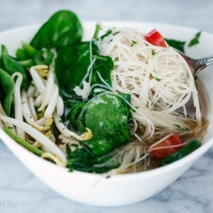 a bowl of homemade pho