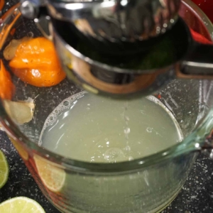 squeezing limes for a spicy habanero salsa recipe