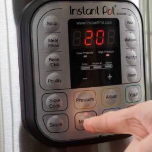 setting the cooking time on the instant pot for cooking eye of round roast