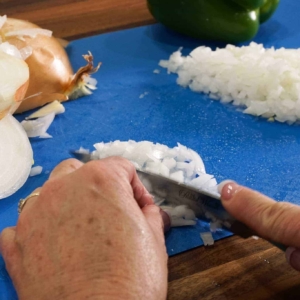 slicing onions for this instant pot mince meat recipe