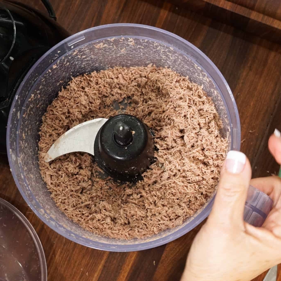 mincing meat in a food processor