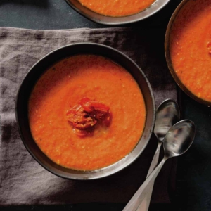 indian coconut tomato soup in a bowl