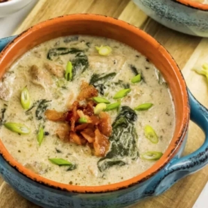 a small bowl of chicken chowder