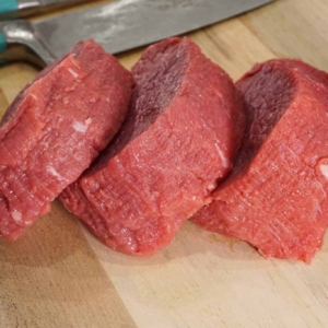 eye of round roast prepped for this salpicon instant pot recipe