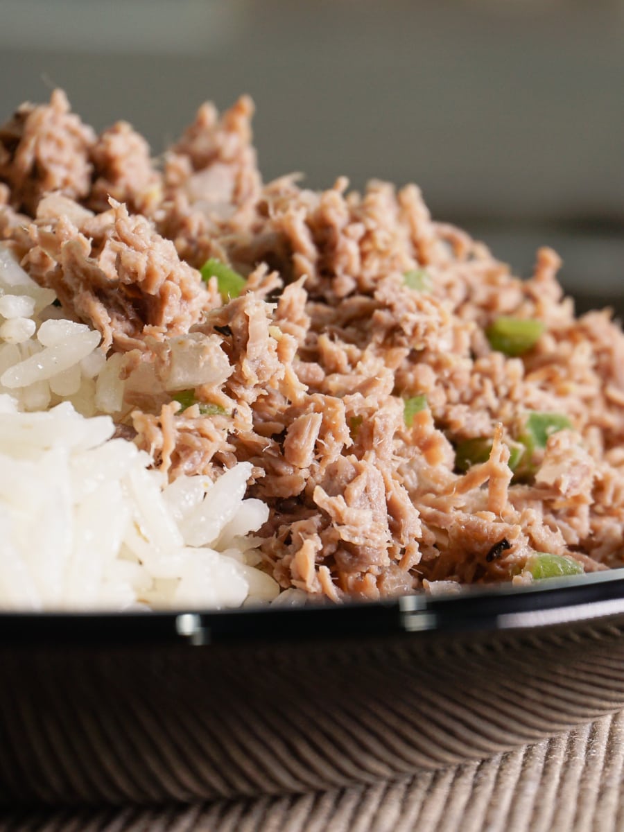 close up of a plate with salpicon and white rice