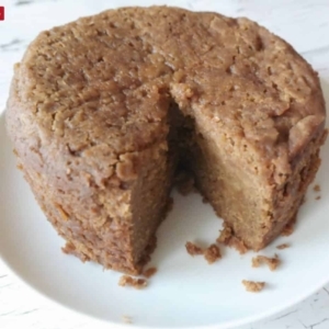 a cut into banana bread on a plate