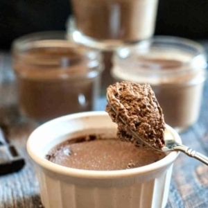 a small bowl of low carb chocolate mousse