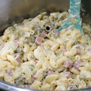 a simple macaroni salad made in the instant pot