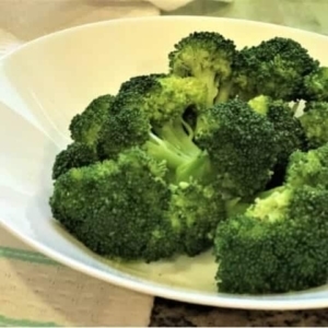 steamed broccoli on a plate