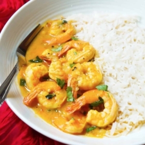 coconut shrimp curry in a large bowl