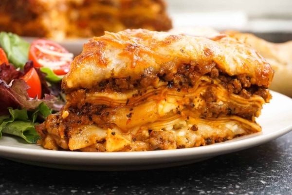 enjoy a slice of lasagna