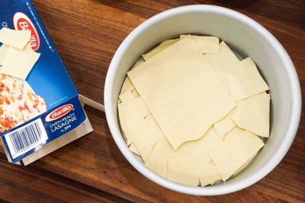 instant pot meat lasagna in a push pan