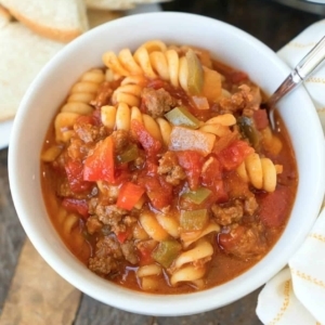 a bowl of sloppy joe casserole